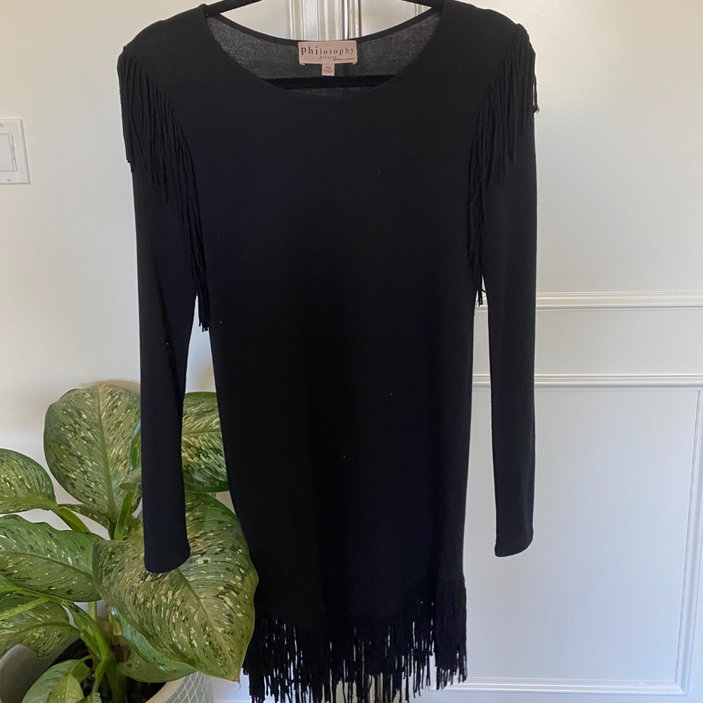 Philosophy Black Fringe Dress